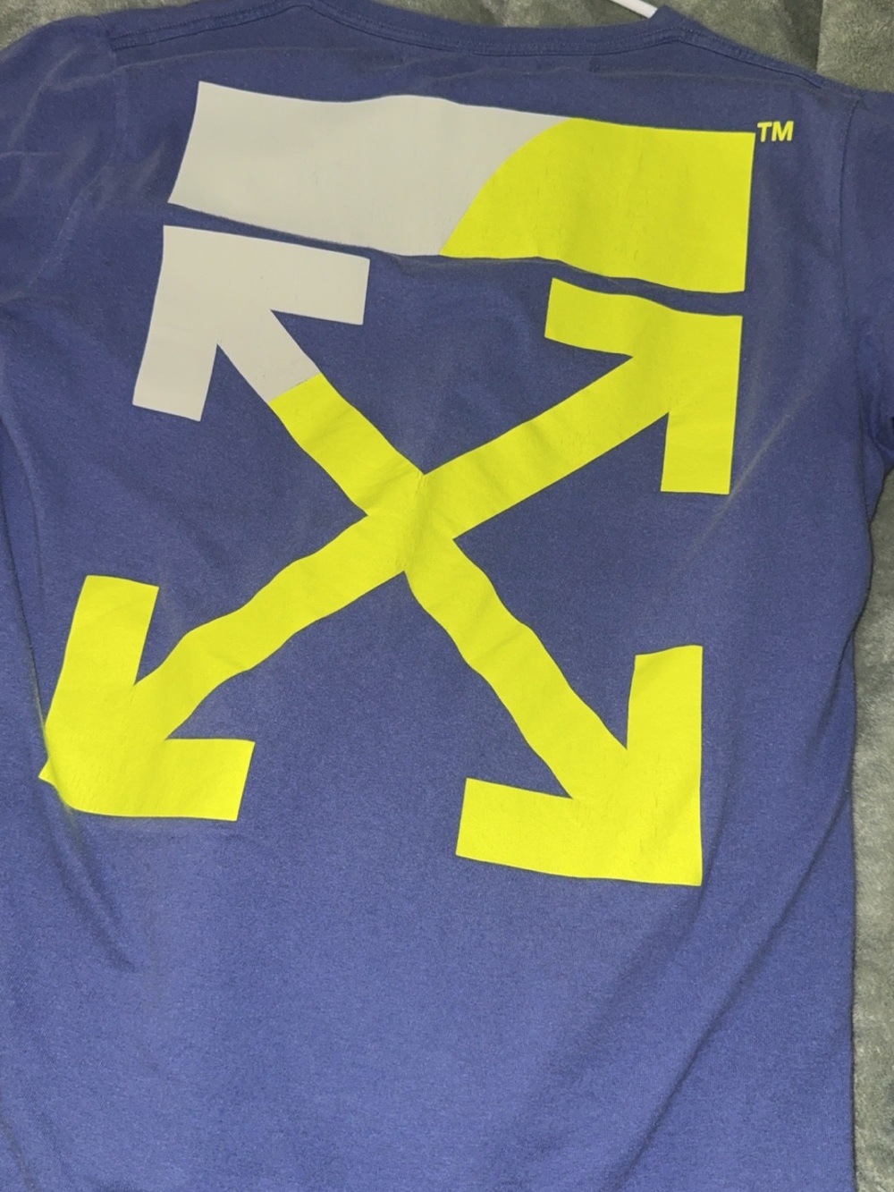 Off-White Purple Tee with Neon Yellow Logo